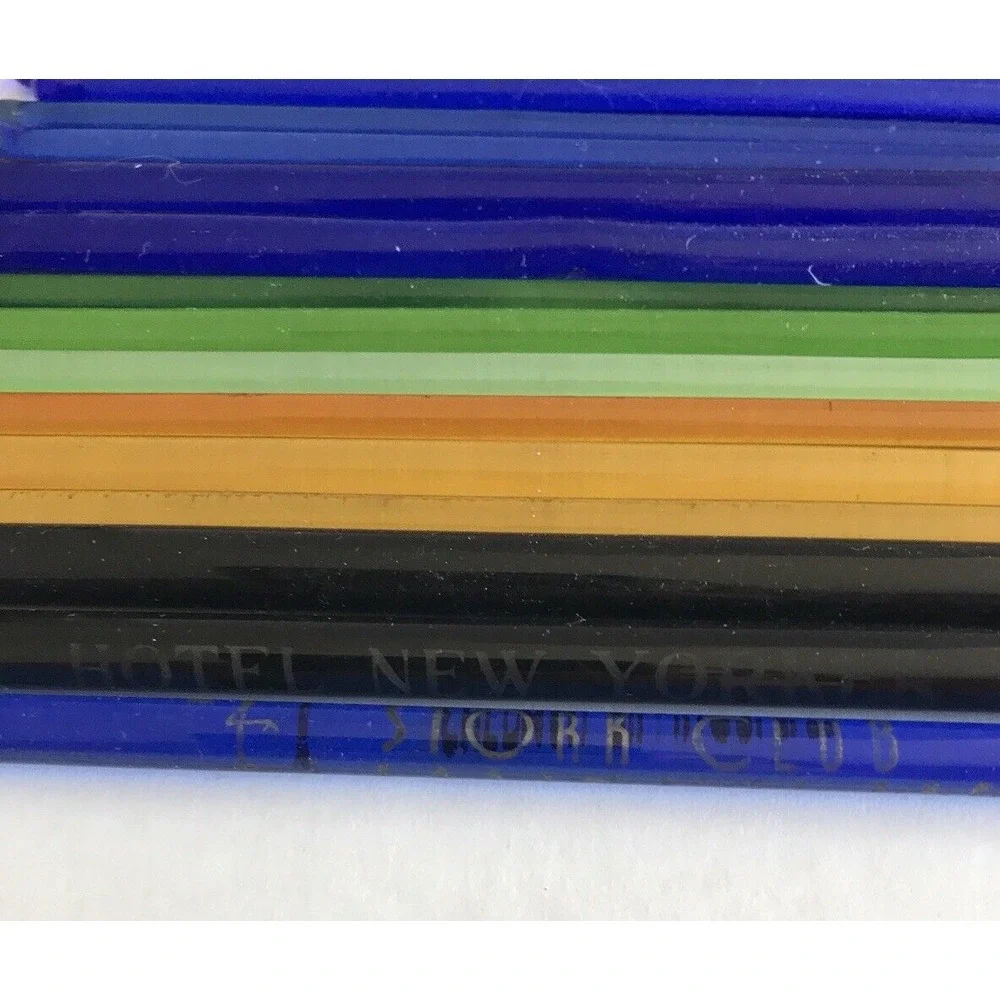 Glass Swizzle Sticks Vintage Smith Hotel, Feather‎ NYC Colbalt, set of 49